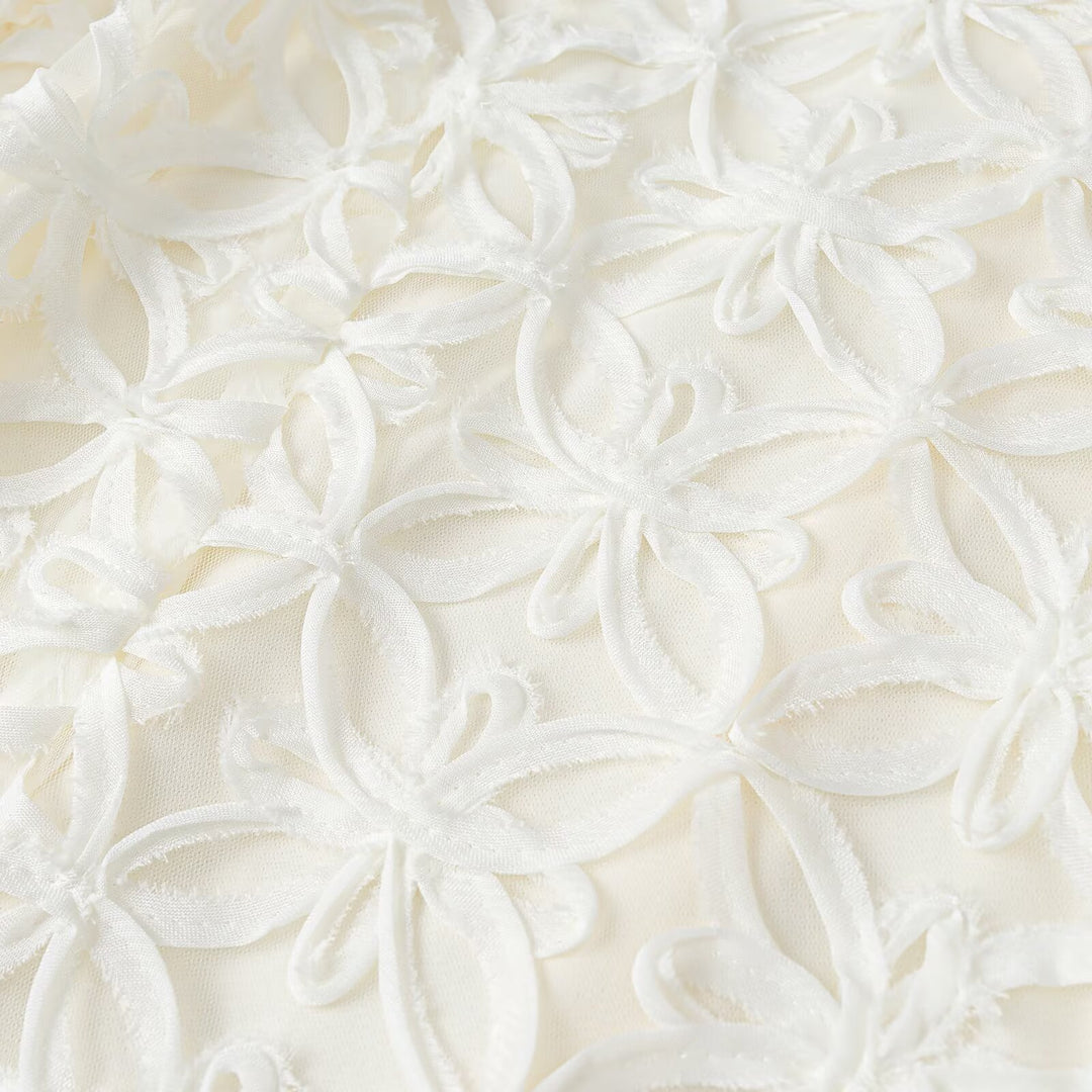 Damen A-Linien Mini-Kleid mit dreidimensionaler Blumenstickerei und Puffärmeln Nord Taschen