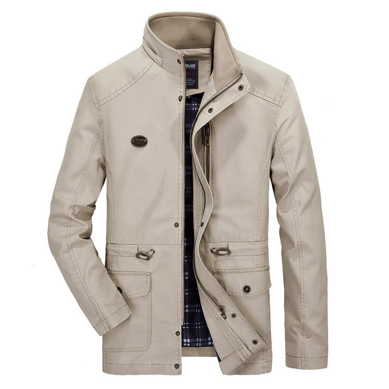 Herren mittellanger Parka mit Kapuze, kariertem Innenfutter und Taillenkordel Nord Taschen