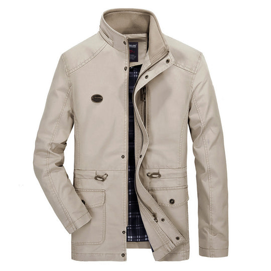 Herren mittellanger Parka mit Kapuze, kariertem Innenfutter und Taillenkordel Nord Taschen