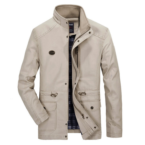 Herren mittellanger Parka mit Kapuze, kariertem Innenfutter und Taillenkordel Nord Taschen