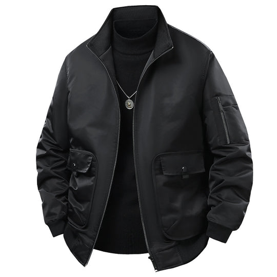 Herren Bomberjacke mit Stehkragen, Utility-Taschen und wattierter Thermoisolierung Nord Taschen
