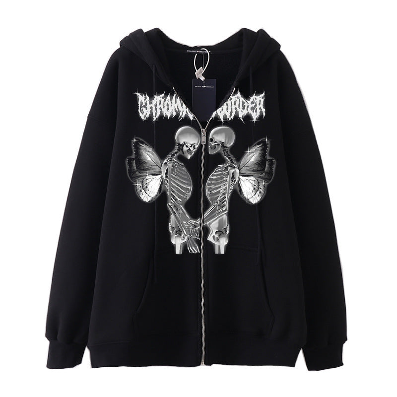 Damen nan Kapuzenjacke mit durchgehendem Reißverschluss und Rippenherz-Print Nord Taschen
