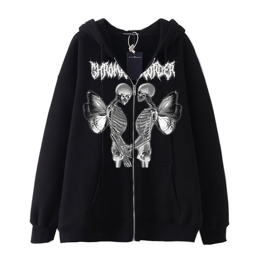 Damen nan Kapuzenjacke mit durchgehendem Reißverschluss und Rippenherz-Print Nord Taschen