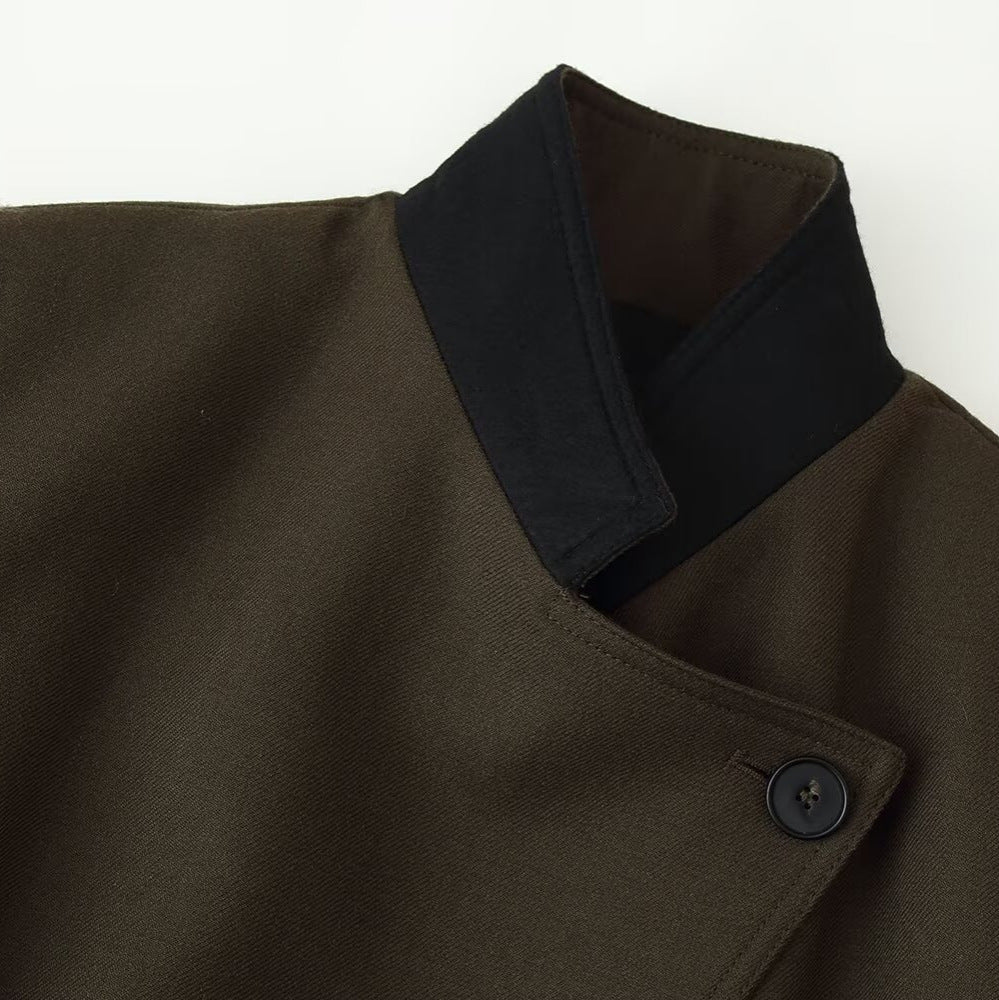 Damen Taillierter Übergangsblazer mit elastischem Rippbund und Stehkragen Nord Taschen
