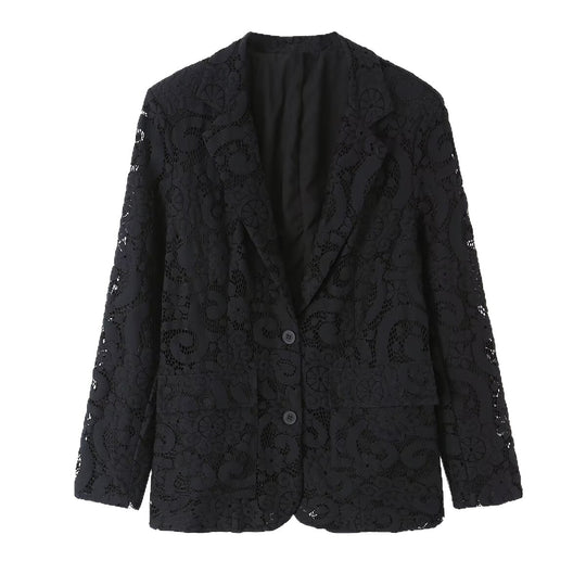 Damen Spitzenblazer mit floraler Lochspitze und femininer Silhouette Nord Taschen