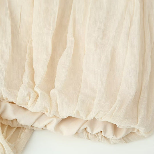 Damen Transparente Plissee-Chiffon-Bluse mit Halstuch-Schleife und asymmetrischem Saum Nord Taschen