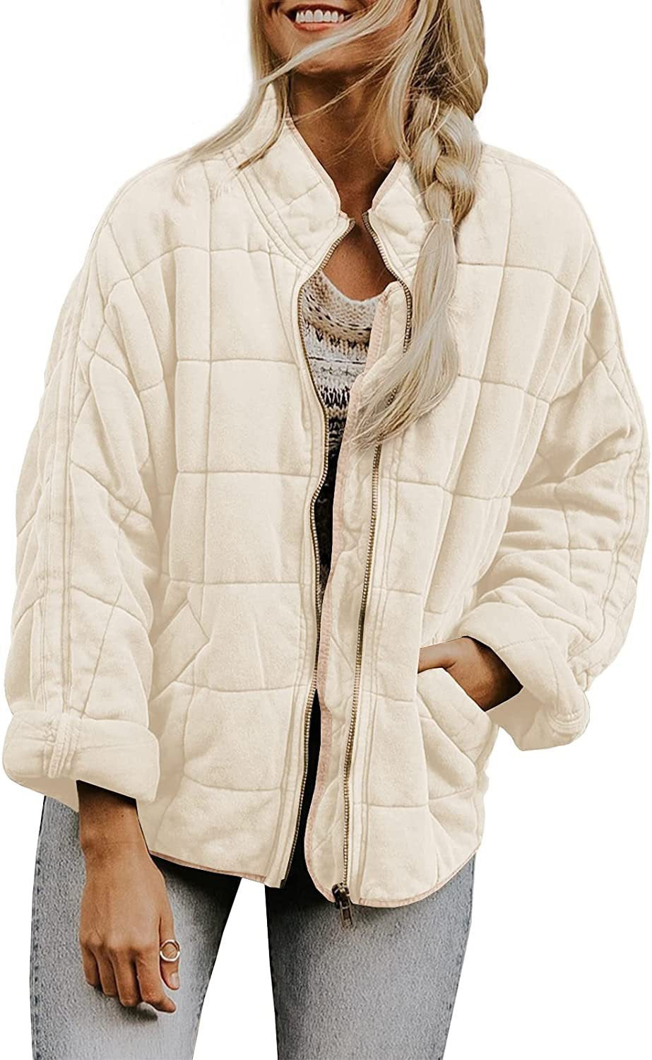 Damen Oversize Steppjacke mit Reißverschluss und Eingrifftaschen Nord Taschen