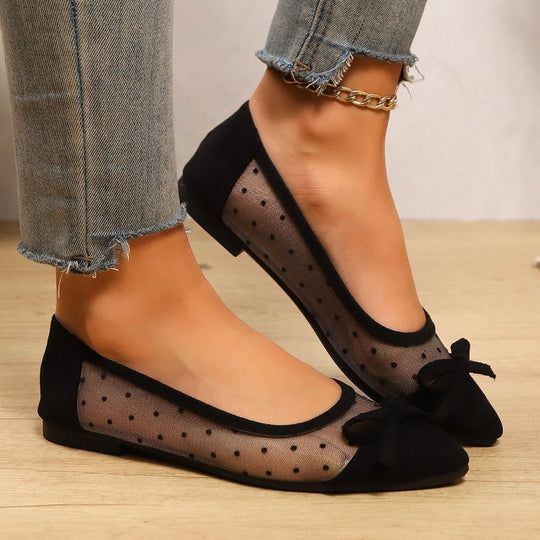 Damen  spitze Ballerina-Slipper mit transparentem Mesh und gepolstertem Fußbett Nord Taschen