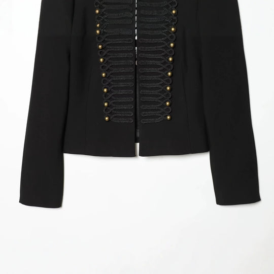Damen Militärisch-inspirierte Cropped-Jacke mit Stehkragen und Zierkordeln Nord Taschen