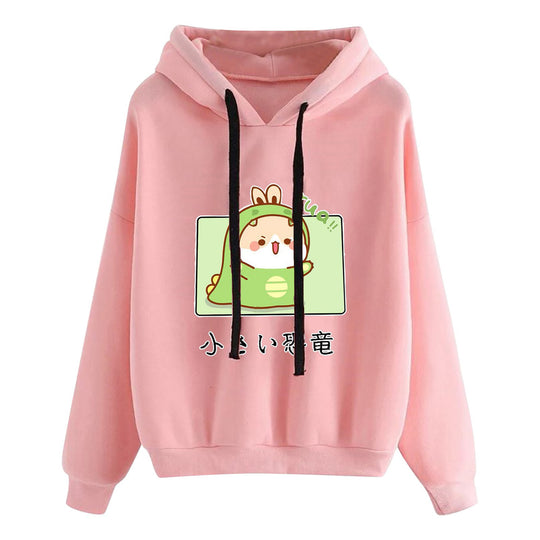 Damen nan kurz geschnittener Cropped-Kapuzenpullover mit niedlicher Frosch-Illustration und verstellbarer Kapuze Nord Taschen
