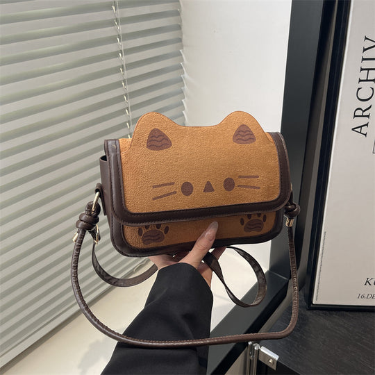 Damen Umhängetasche mit verspieltem Katzenmotiv und praktischem Schulterriemen Nord Taschen