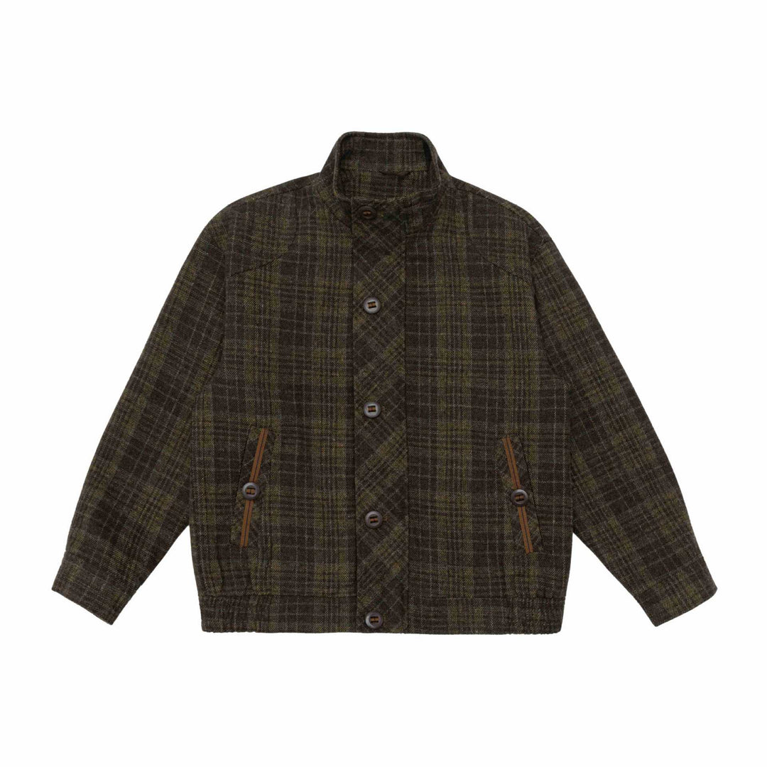 Herren Kurz geschnittene Wollmix-Pufferjacke mit Karomuster und Stehkragen Nord Taschen