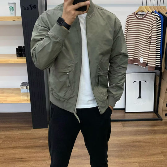 Herren Leichte Utility-Bomberjacke mit Reißverschluss, Multifunktions-Taschen und Rippbündchen Nord Taschen