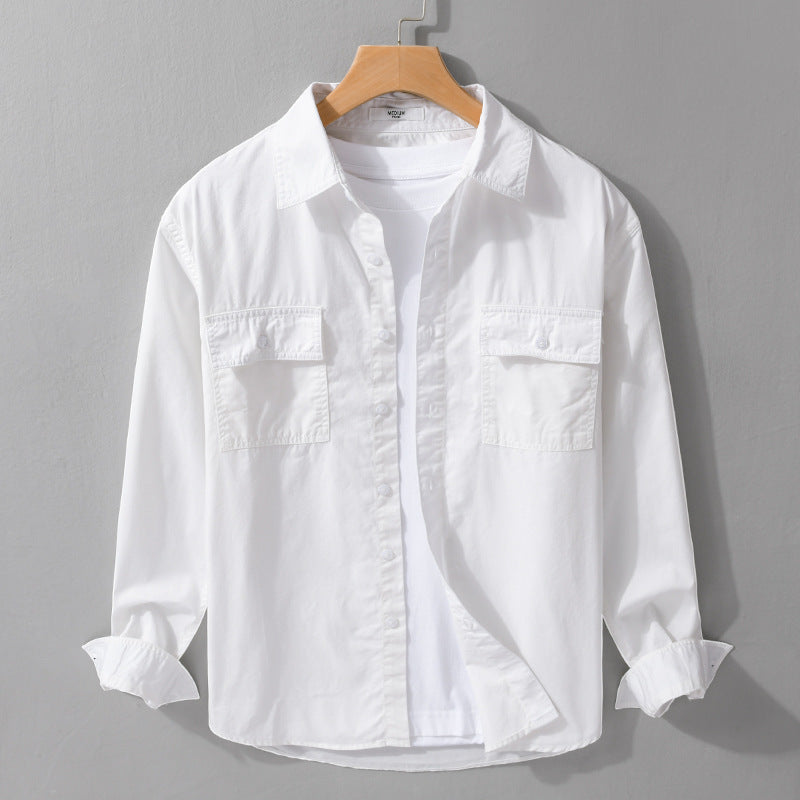 Herren Pflegeleichtes Baumwoll-Utility-Overshirt mit Doppel‑Brusttaschen und entspanntem Saum Nord Taschen