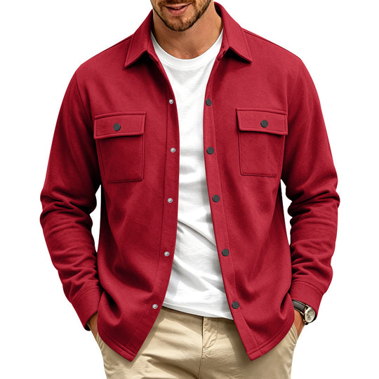 Herren Overshirt-Jacke aus Baumwollmischung mit Druckknöpfen und doppelten Brusttaschen Nord Taschen