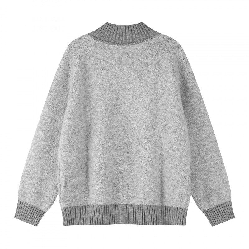 Unisex Boxy-Strickpullover mit Henley-Knopfleiste und hochgezogenem Rippkragen Nord Taschen