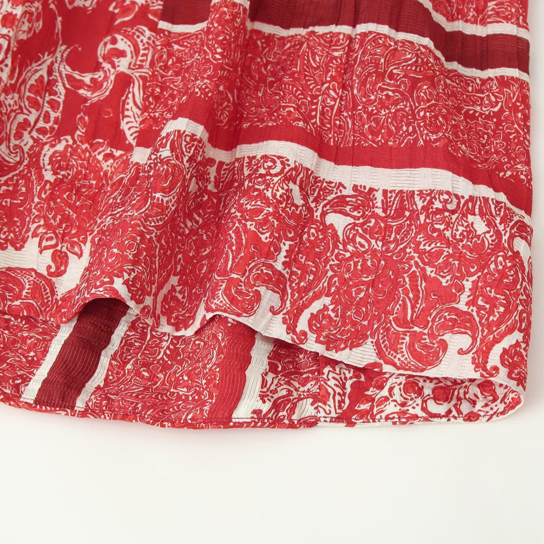 Damen Langes Boho-Maxikleid mit V-Ausschnitt und geraffter Empire-Taille Nord Taschen