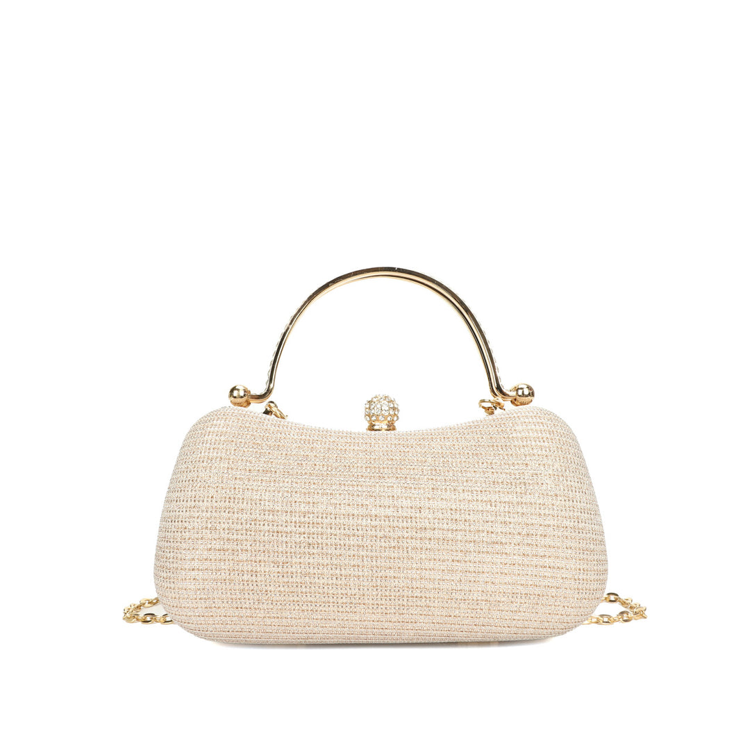 Damen Clutch mit funkelndem Glitzer und elegantem Goldrahmen Nord Taschen