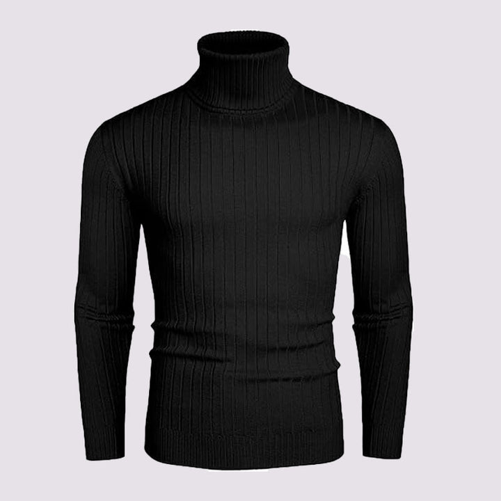 Herren gerippter Rollkragenpullover aus Feinstrick mit taillierter Silhouette Nord Taschen