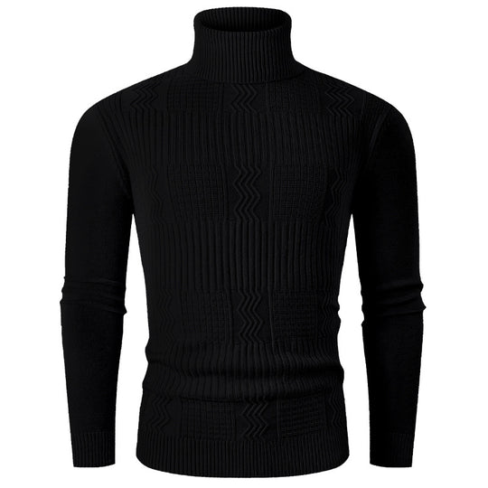 Herren Rollkragenpullover aus Feinstrick mit strukturiertem Jacquardmuster und tailliertem Schnitt Nord Taschen