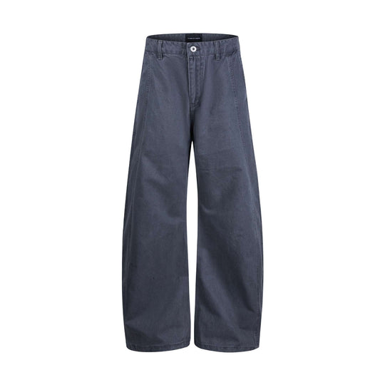 Damen weite knöchellange Hose mit hoher Taille aus Baumwoll-Denim Nord Taschen