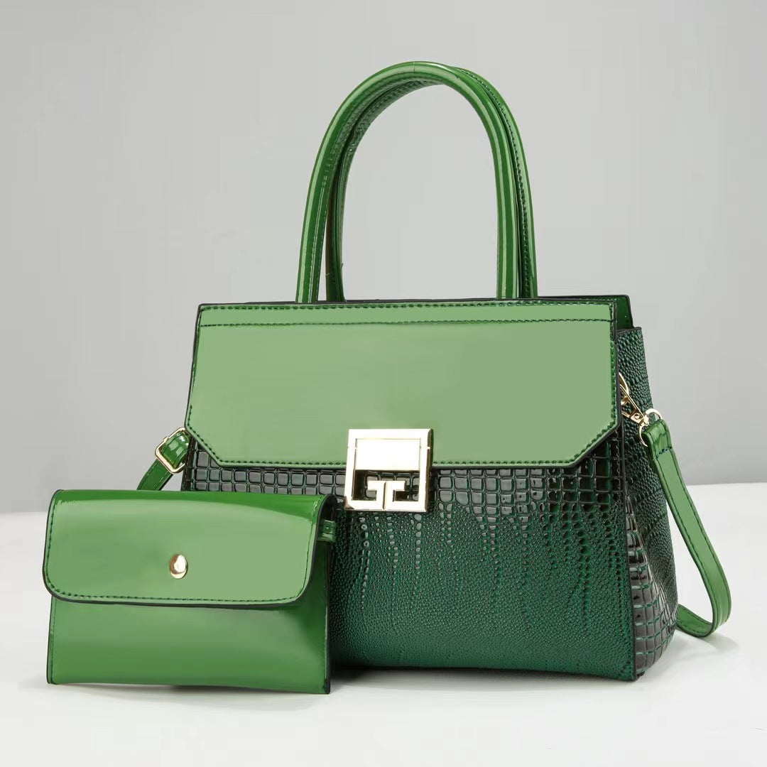 Damen Designer-Handtasche mit elegantem Kroko-Look und abnehmbarer Clutch Nord Taschen
