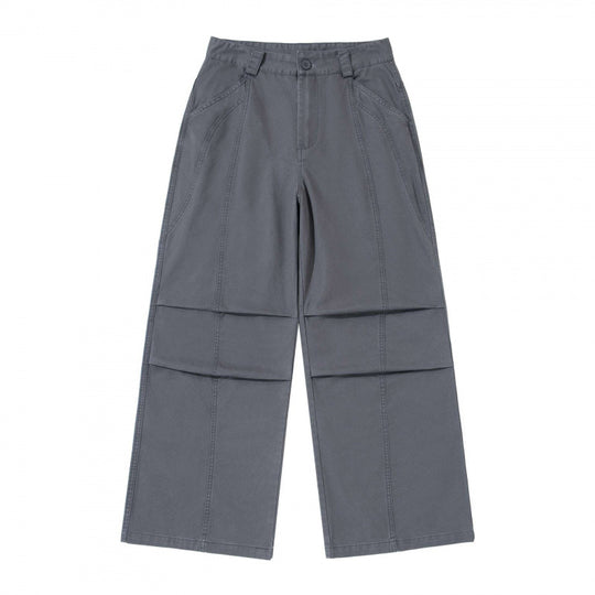 Damen weite Cargo‑Hose mit Stufennaht, hoher Taille und breitem Bein Nord Taschen