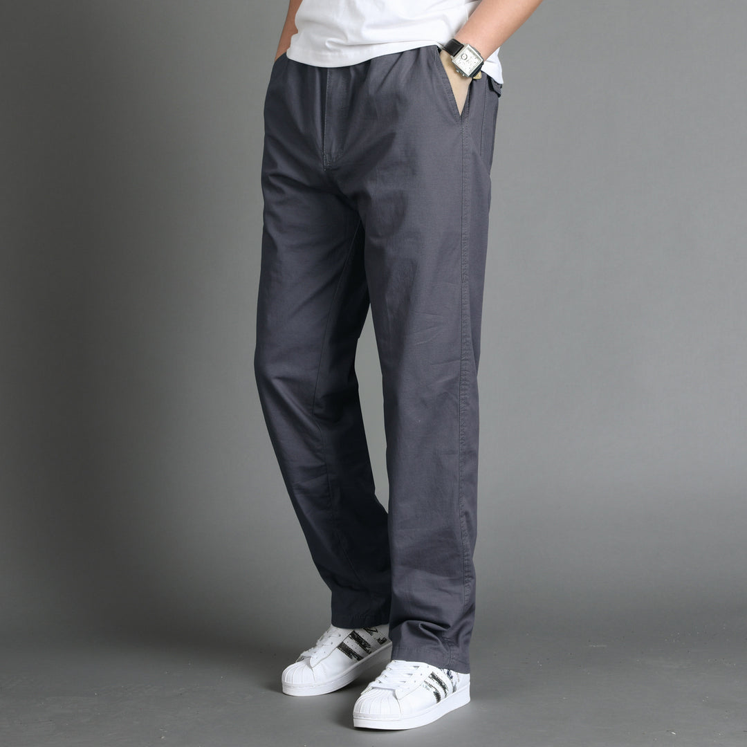 Herren Lässige Canvas-Chinohose mit elastischem Tunnelzugbund, aufgesetzten Taschen & geradem Bein Nord Taschen