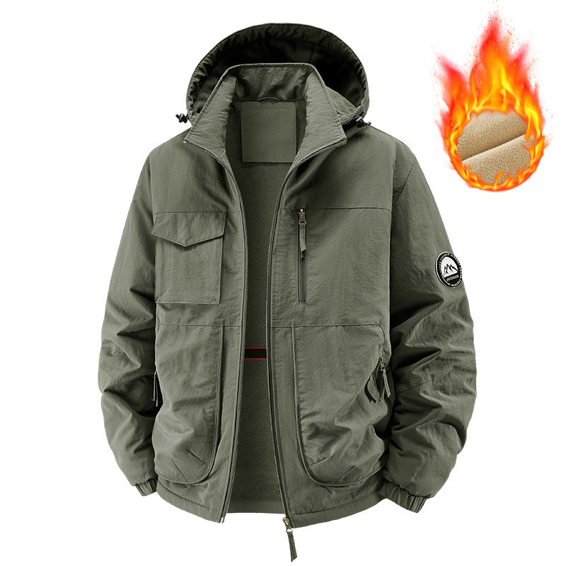 Herren Gefütterte Outdoorjacke mit Fleece-Innenfutter und multifunktionalen Utility-Taschen Nord Taschen