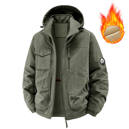 Herren Gefütterte Outdoorjacke mit Fleece-Innenfutter und multifunktionalen Utility-Taschen Nord Taschen
