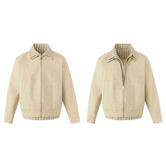 Damen Leichte Boxy‑Blousonjacke aus Leinenoptik mit gestreiftem Innenkragen Nord Taschen