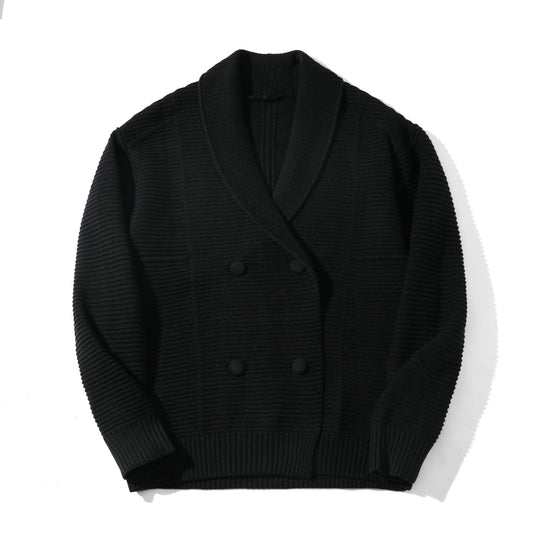 Damen Doppelreihige Strickcardigan mit Schalkragen und Strukturstrick Nord Taschen