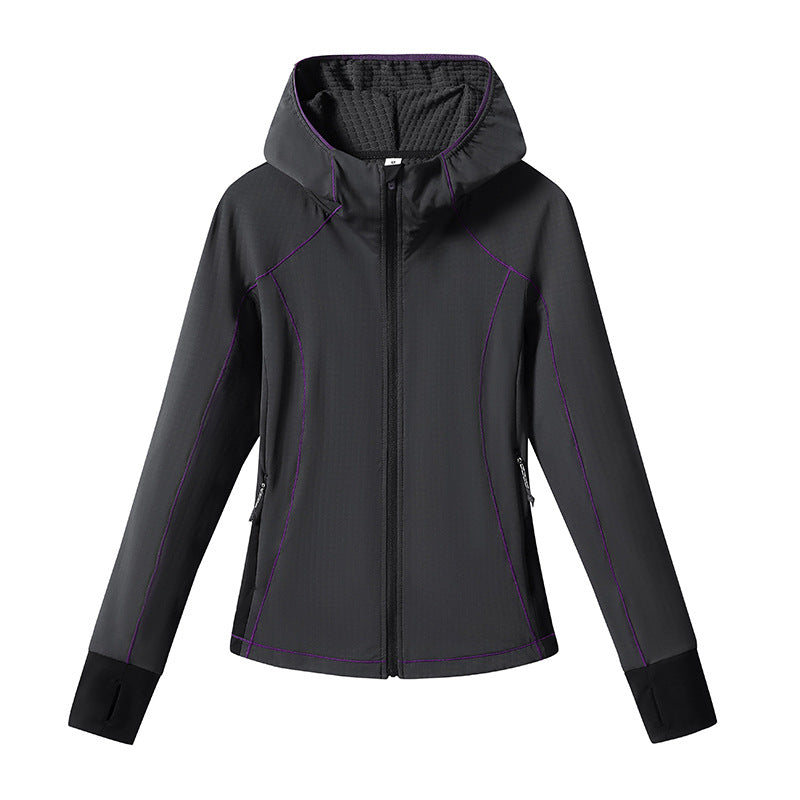 Damen Leichte Softshell-Kapuzenjacke mit ergonomischen Kontrastnähten und Daumenloch Nord Taschen