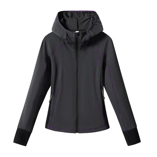 Damen Leichte Softshell-Kapuzenjacke mit ergonomischen Kontrastnähten und Daumenloch Nord Taschen