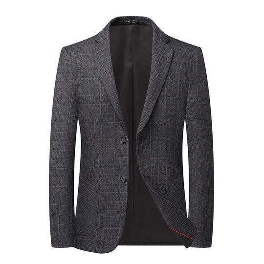 Herren Eleganter karierter Sakko mit taillierter Passform und leichter Wollmischung Nord Taschen