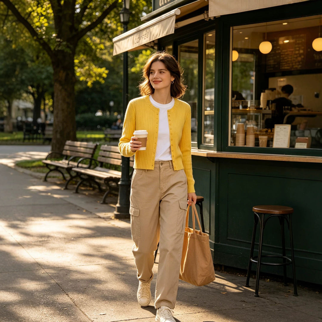 Damen Feinstrick‑Cardigan mit Rippstruktur und durchgehender Knopfleiste Nord Taschen