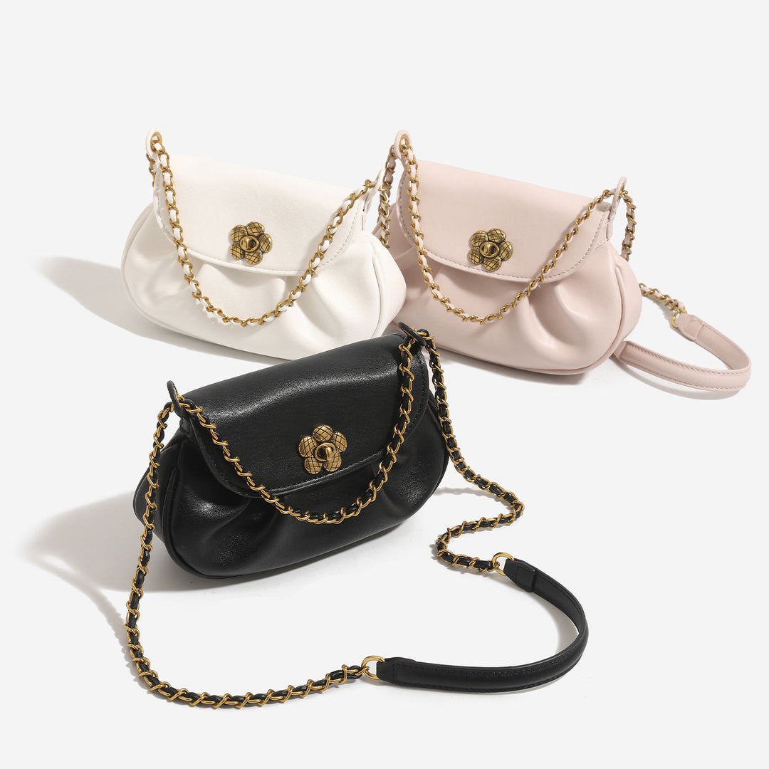 Damen Umhängetasche mit floralem Magnetverschluss und luxuriösem Kettenriemen Nord Taschen