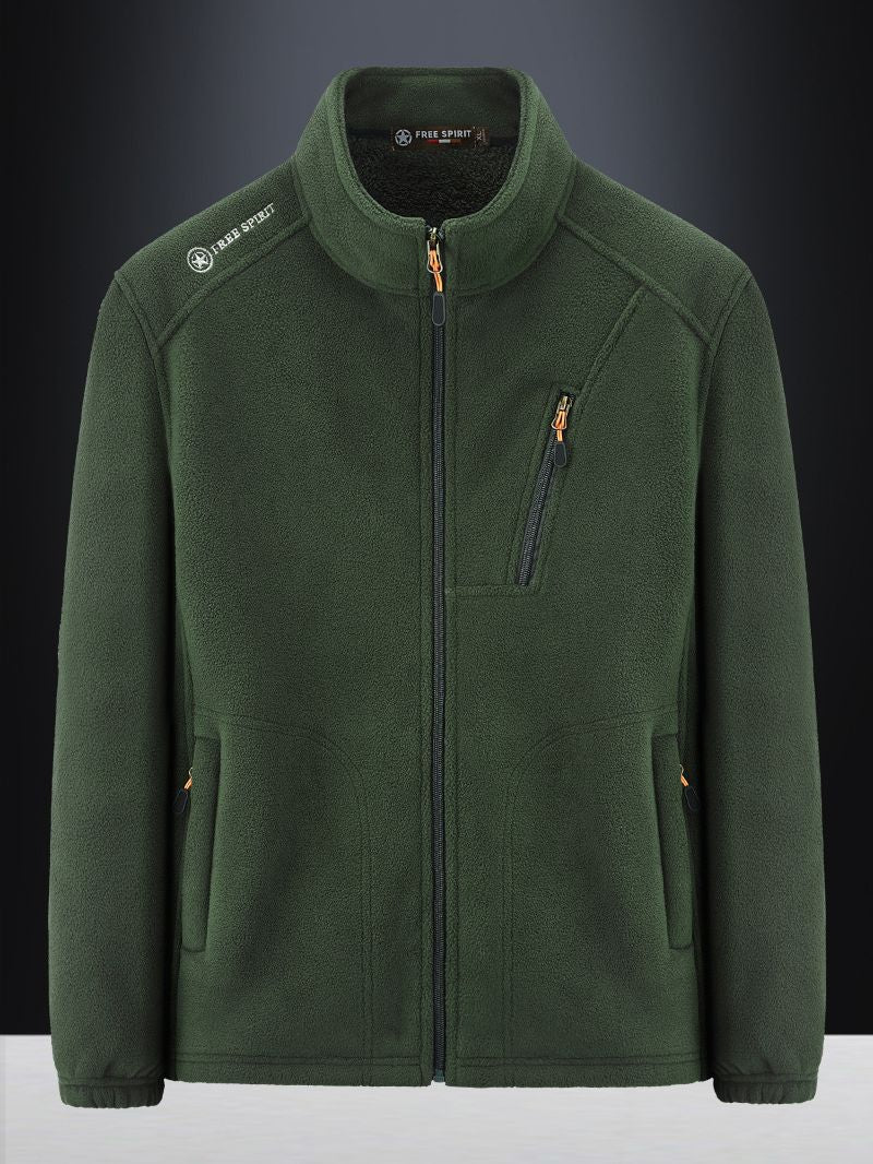 Herren Warme Microfleece-Outdoorjacke mit Brustreißverschluss, Seitentaschen und Stehkragen Nord Taschen