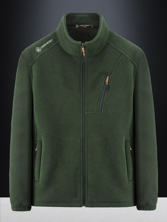 Herren Warme Microfleece-Outdoorjacke mit Brustreißverschluss, Seitentaschen und Stehkragen Nord Taschen