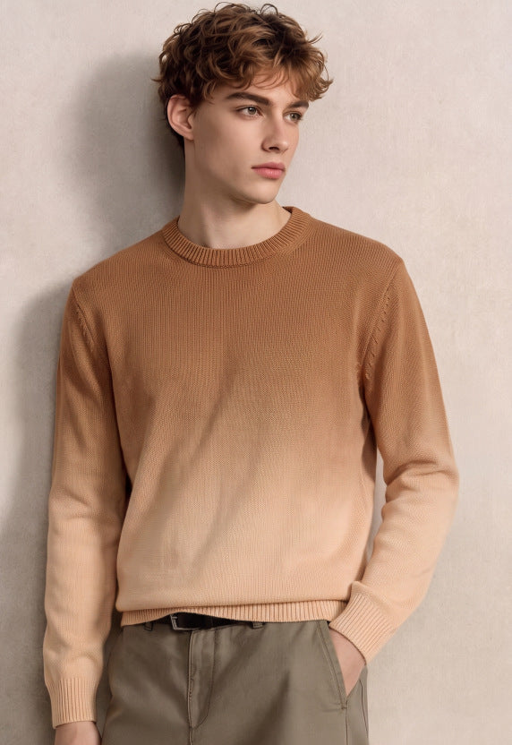Herren Feinstrick-Pullover mit Dip-Dye-Effekt und Rundhalsausschnitt Nord Taschen