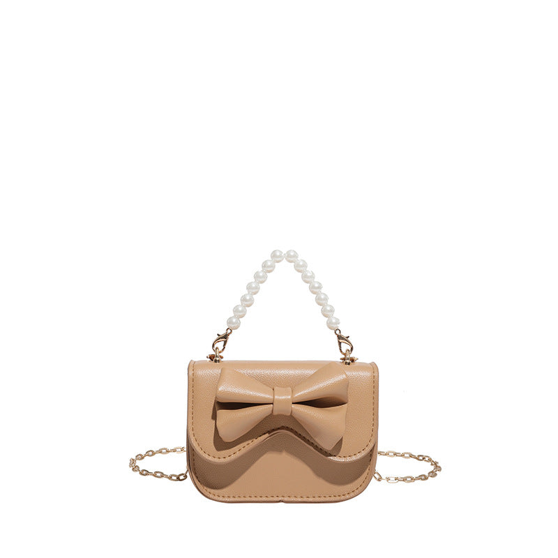 Damen Handtasche mit elegantem Schleifendetail und Perlenhenkel Nord Taschen