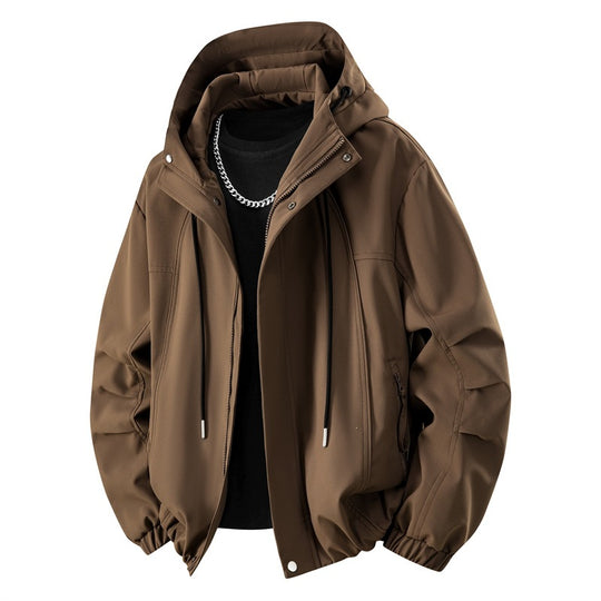 Herren Minimalistische Tech-Kapuzenjacke mit mattierter Oberfläche, Kordelzug & verdeckten Reißverschlusstaschen Nord Taschen