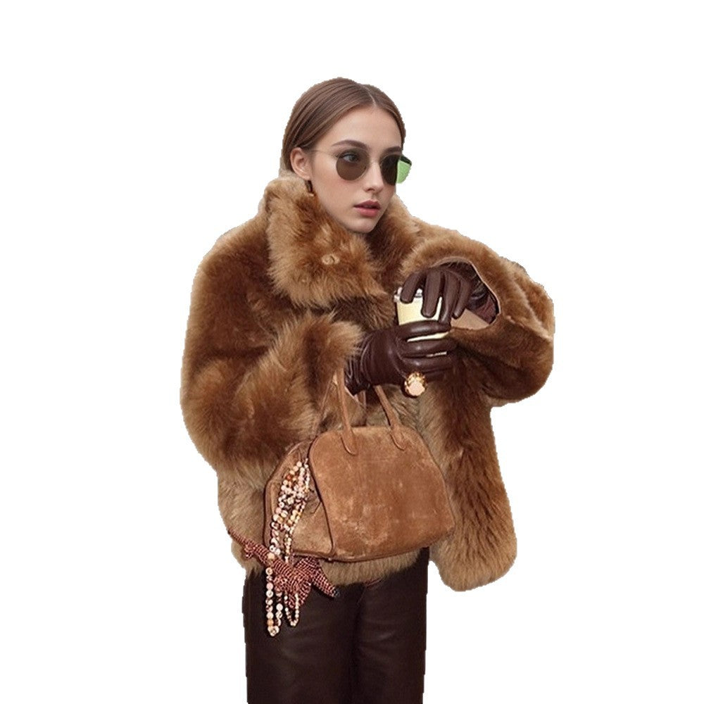 Damen Kurzjacke im Teddy‑Style mit voluminösem Schalkragen und soften Faux‑Fur‑Textur Nord Taschen