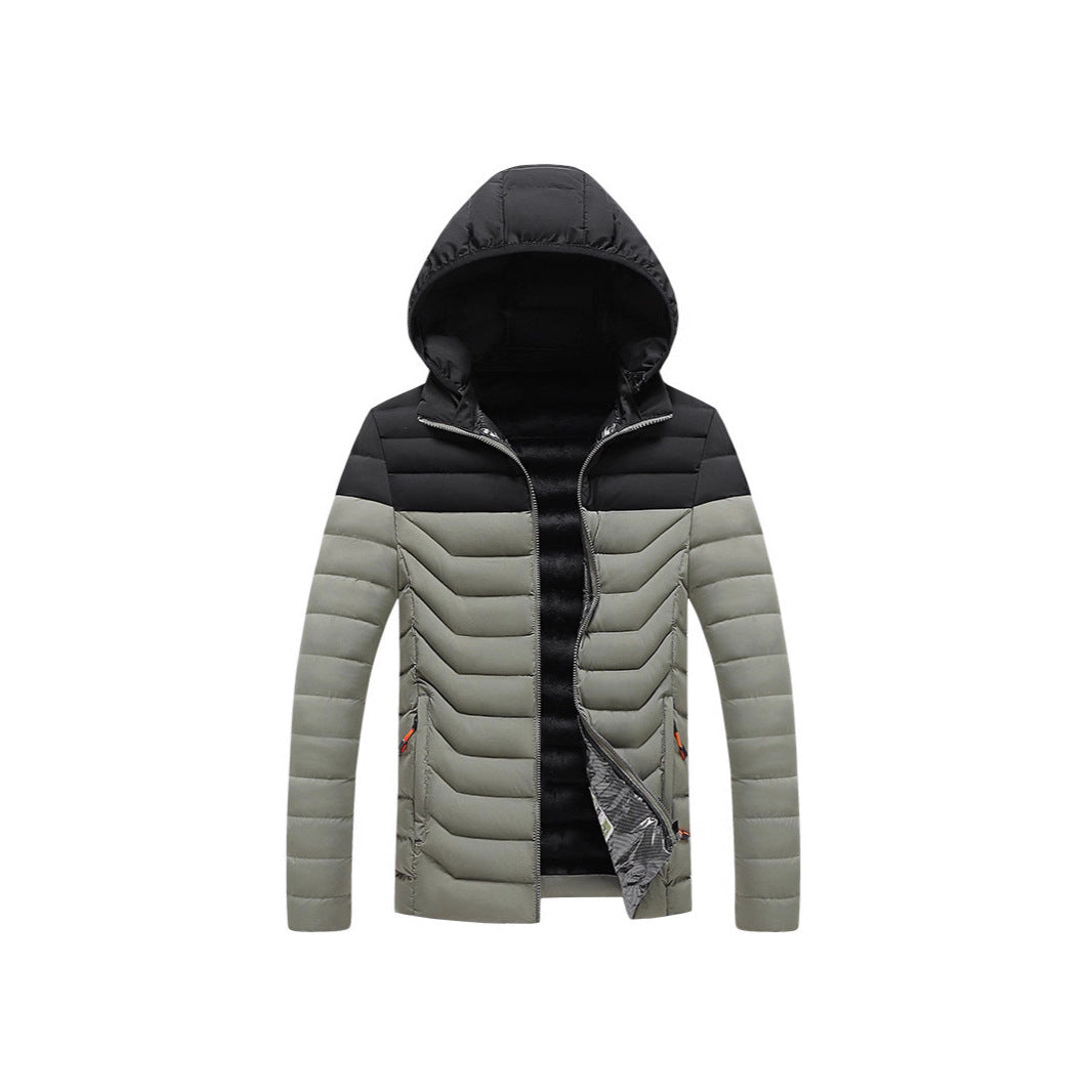 Herren Ultraleichte gesteppte Kapuzenjacke mit Chevron-Steppung, winddichter Außenlage und Thermofutter Nord Taschen