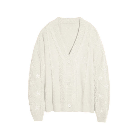 Damen Strickcardigan mit Zopfstrick, Stern‑Stickerei und Glanzfäden Nord Taschen