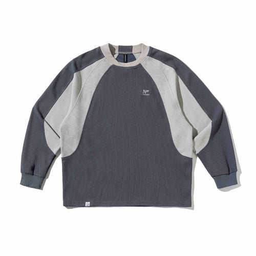 Herren Waffelstruktur-Sweatshirt mit Raglanärmeln und kontrastierenden Einsätzen Nord Taschen