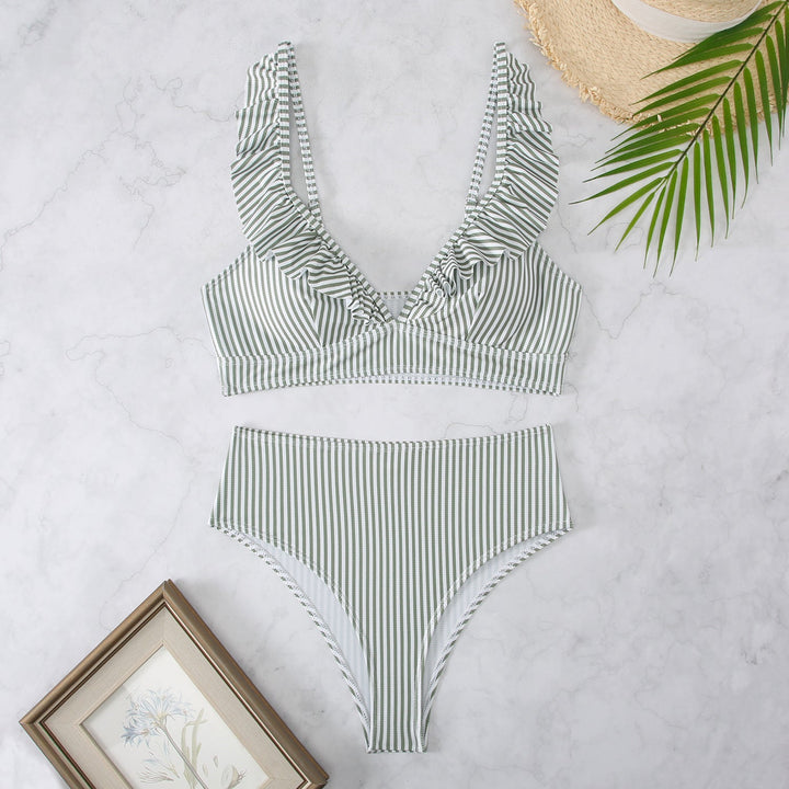 Damen Strand-Bikini mit verspielten Rüschen