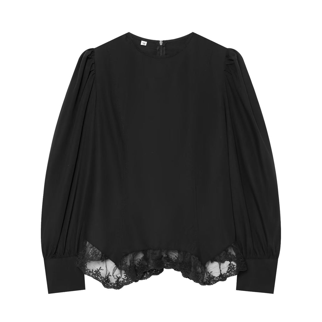 Damen Bluse mit Volumenärmeln und Spitzenbesatz Nord Taschen