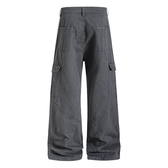 Damen Weite Cargo-Hose aus Baumwoll-Mix mit hohem Bund und Multifunktionstaschen Nord Taschen