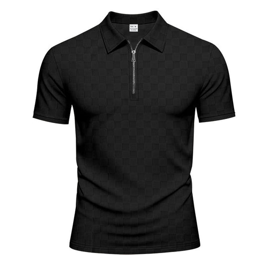 Herren nan kurzes Halbzip-Poloshirt aus strukturierter Waffelpiqué mit Hemdkragen und figurbetonter Passform Nord Taschen